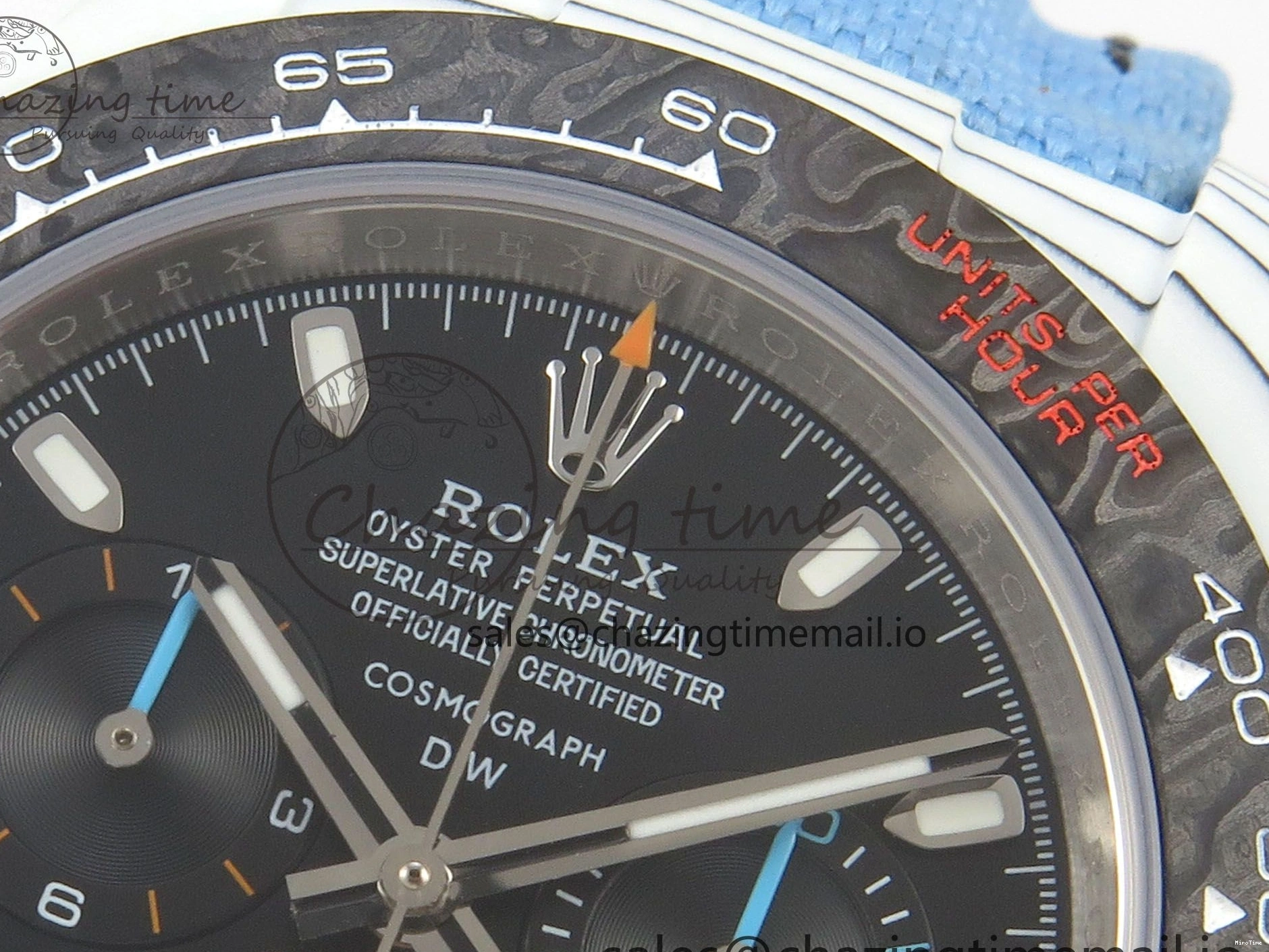 MiroTime 0403 Attractive Daytona DIW Carbon Case and Bezel DIWF Edition Black Dial on Blue Nylon Strap A 71